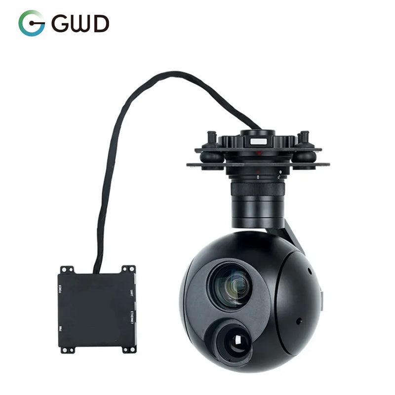 GWD-A10T Professional 3 Axis 10x optical Zoom Drone Thermal Sensor AI Object Detection Tracking Gimbal Camera For UAV